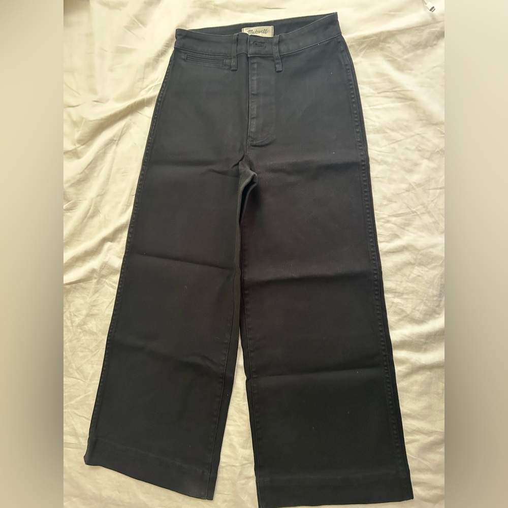 Madewell Emmett Wide Leg Crop Pants - Classic Black